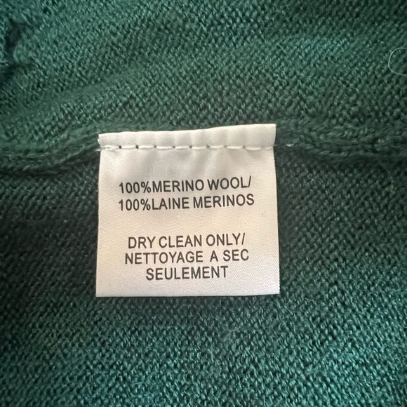 Trina Turk Over Ice Tassel Hem Merino Wool Sweater Dress in Bottle Green. Size M - Picture 14 of 15